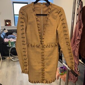 FashionNova Tan Bandage Dress